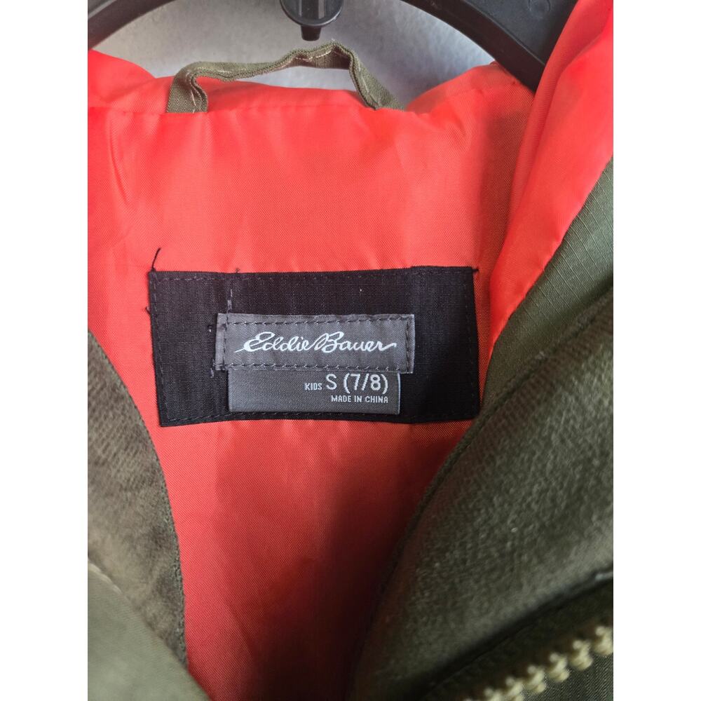 Eddie‎ Bauer Kids Colorblock Hooded Windbreaker Jacket Olive Black S 7/8 - Picture 4 of 8